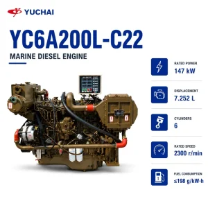 YC6A Series Marine Power Motor Diesel Engine 4 Stroke 6 Cylinder YC6A200L-C22 for Cargo Ship and Generator Set
