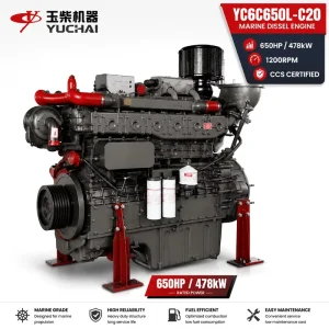 Yuchai YC650L-C20 Marine Diesel Engine 650HP Boat Propulsion Engine for Tug Boat