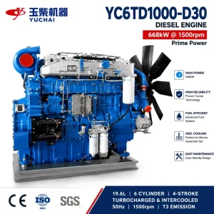 Yuchai YC6TD1000-D30 Diesel Engine 668kW 1500RPM Heavy Duty Power Generation Engine for 800kVA Generator Set